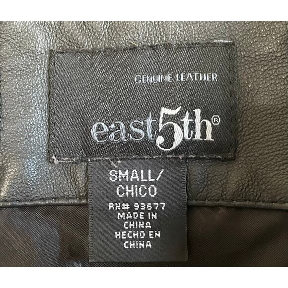 East 5th Genuine Leather Jacket Zip Up Lined Pockets Size Small Tailored Y2K - Picture 3 of 8